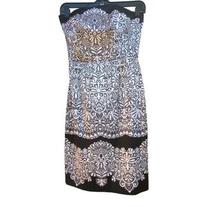 White‎ House Black Market Dress Size 00 Black Geometric Strapless Wired Bust